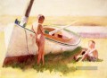Zwei Jungen von einem Boot naturalistisch Thomas Pollock Anshutz